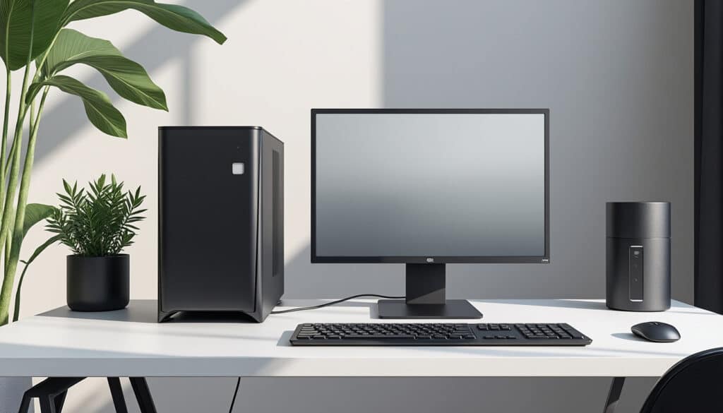 découvrez une configuration pc bureau sobre et efficace, équipée d'un processeur intel core ou amd ryzen pour des performances fiables au quotidien.